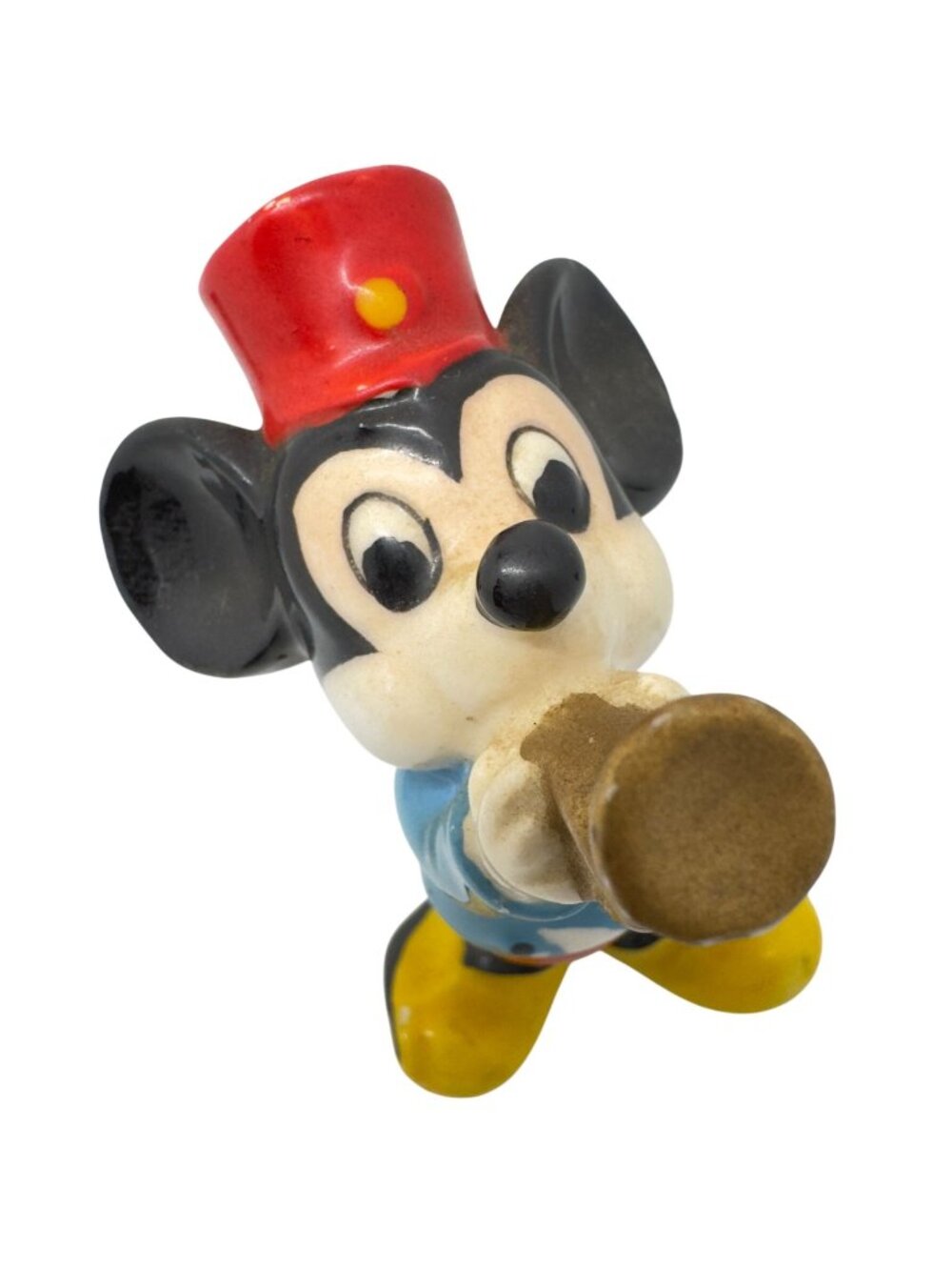 Vtg Walt Disney Japan Ceramic Mickey Mouse Trumpet Figurine 3.5" Hand-Painted